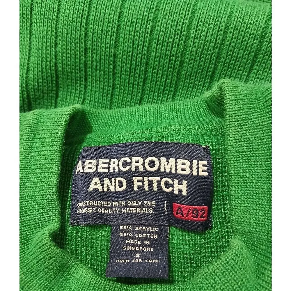 Vintage y2k Abercrombie Fitch mens small emerald green ribbed crewneck sweater